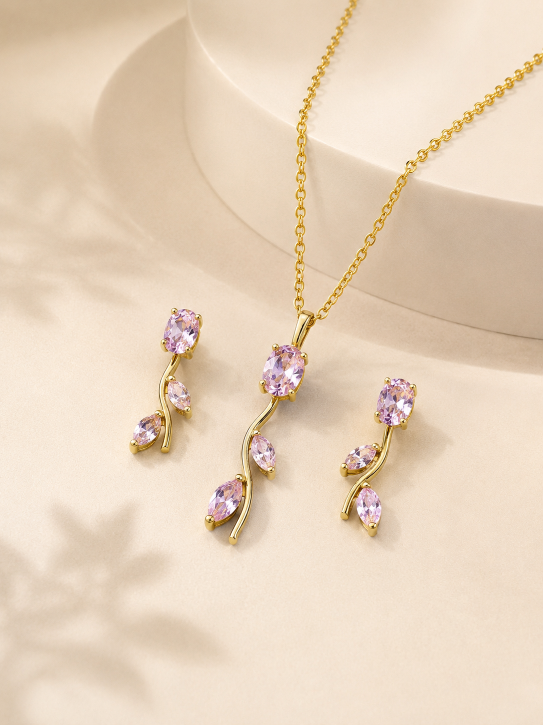 Tulip Pink Crystal Stone Set