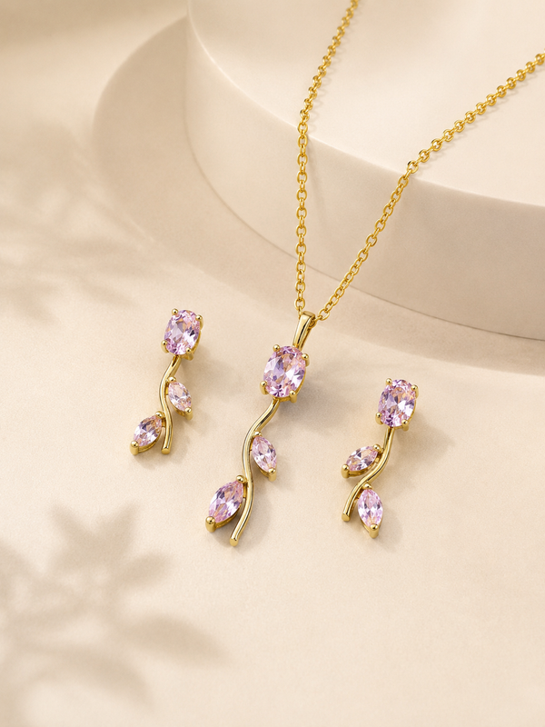 Tulip Pink Crystal Stone Set