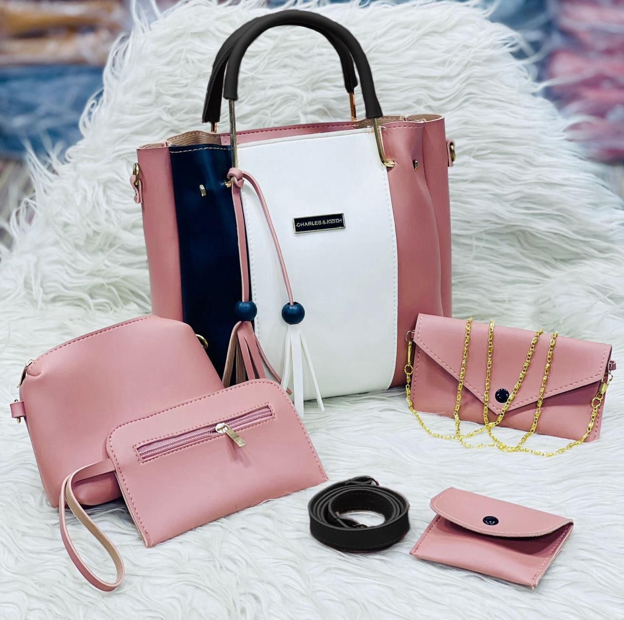 5pcs Set with Makeup Pouch, Wallet & Long Chain, Stylish & Practical Accessories